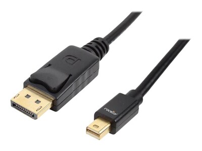 Rocstor Premium Mini DisplayPort Male to DisplayPort 1.2 Male Cable, Black, 6ft, Y10C165-B1, 41055271, Cables