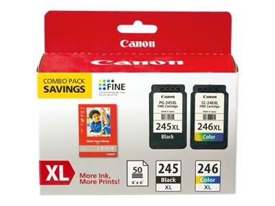 Canon PG-245XL CL-246XL Ink Cartridge Combo Pack w  GP-502 Photo Paper, 8278B005, 16075200, Ink Cartridges & Ink Refill Kits - OEM